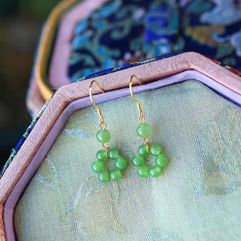Elegant Gold-Plated Jade Earrings for Women - 925 Sterling Silver, Light Luxury, Perfect Gift