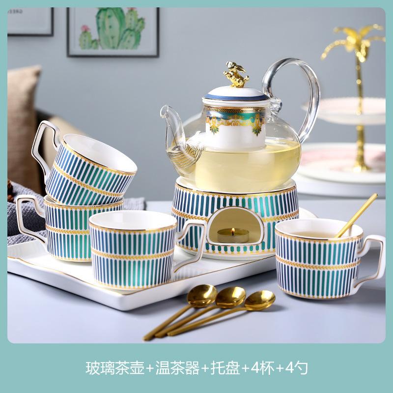 

Ceramic Afternoon Tea Flower And Fruit Tea Set Tea Cup Household Fruit Glass Flower Teapot Candle Heating