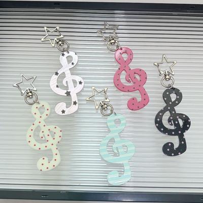 Llavero Organizador Vintage de Moda Rayas de Lunares Retro Nota Musical Estrella Colgante de Bolso Lindo Soporte de Llavero Ins Lindo Divertido Regalo