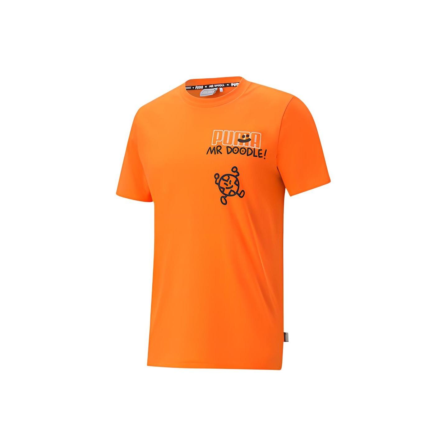 Свободная футболка с принтом Puma x Mr Doodle мужские топы огненно-оранжевый 598649-97 XS 3090₽