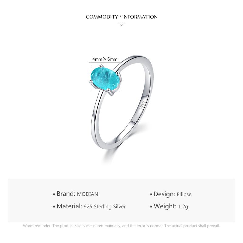 MODIAN 925 Sterling Silver Fashion Oval Finger Rings for Women Elegant Tourmaline Engagement Wedding Statement Jewelry