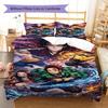 Demon Slayer Pattern Bedding Quilt Set Quilt Cover Pillowcase Home Decoration Gift (1 * Duvet Cover + 2 * Pillowcase, Without Core)