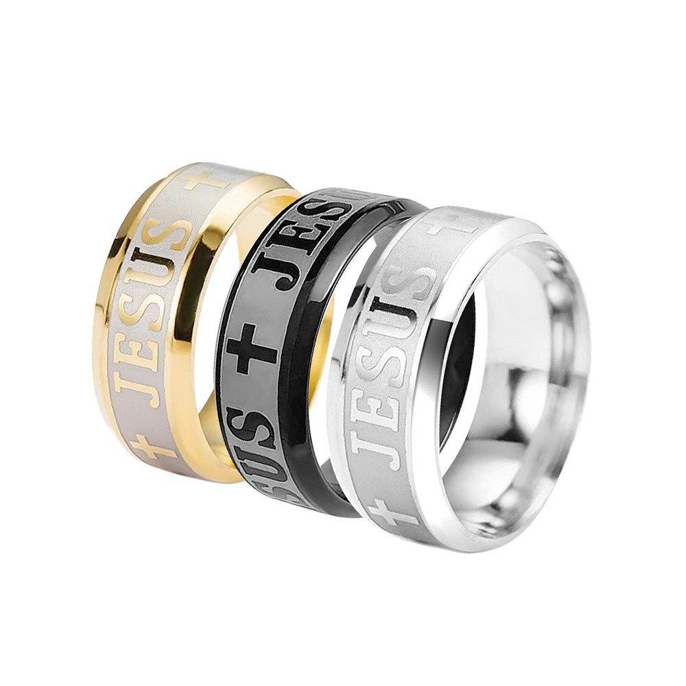 Men's European & American Retro JESUS Cross Titanium Steel Ring - Popular Fashion Jewelry