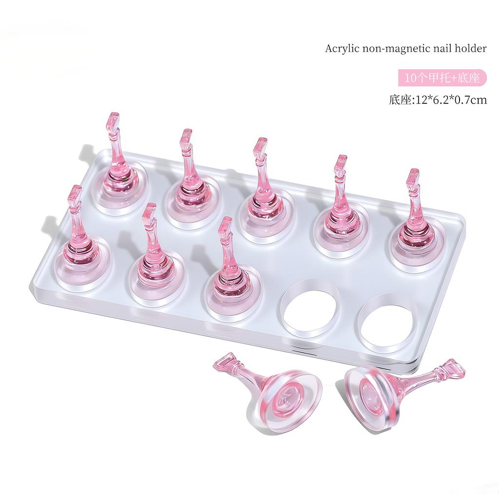 5/10Grid Non-Magnetic Nail Acrylic Display Stand Transparent Holder For Practice Showing Shelf False Nails Holder DIY Salon Tool