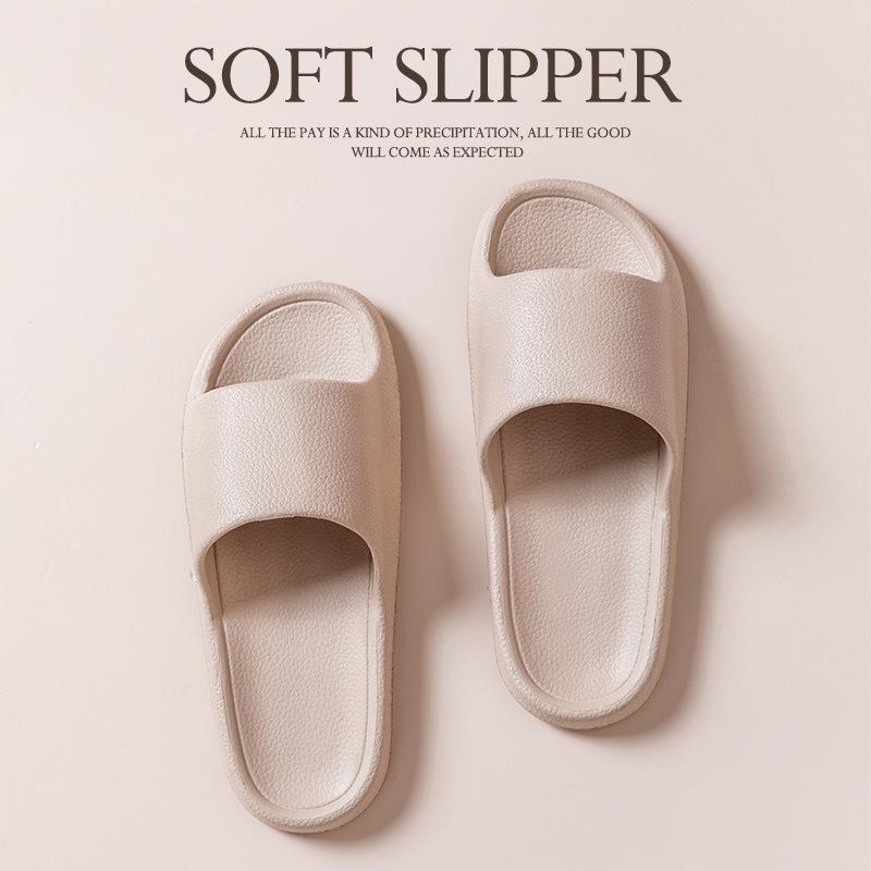 Leather pattern cool slippers thick bottom men's and women's home non-slip bathroom non-smelly feet home indoor summer