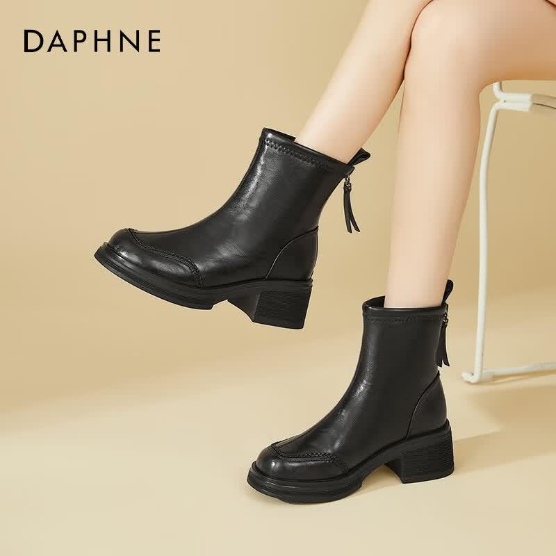 DAPHNE Women s Chunky Heel Lined Ankle Boots EU 38