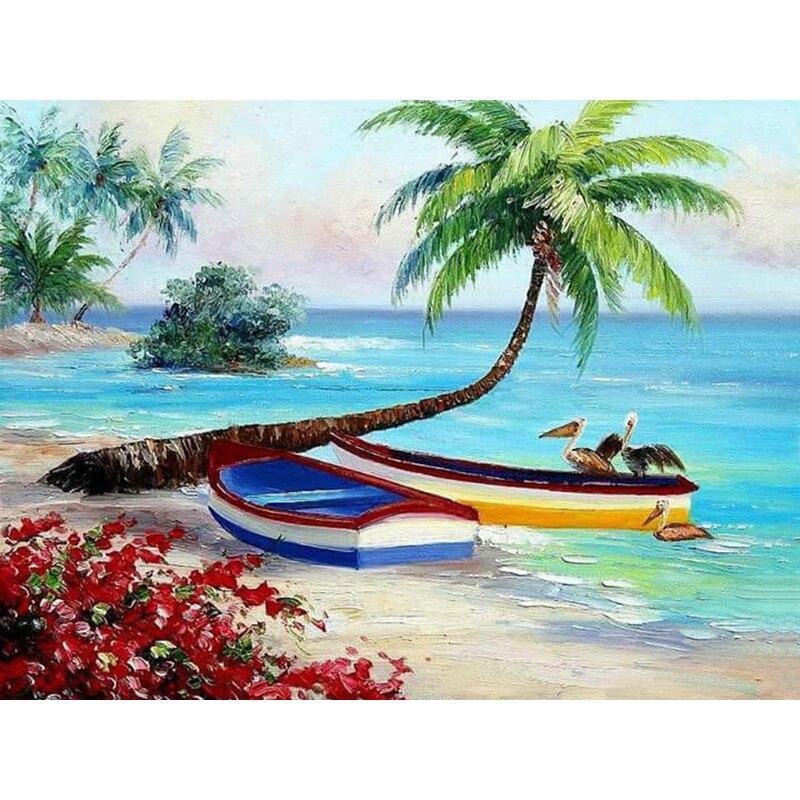 New 5D DIY Diamond Painting Scenery Diamond Embroidery Sea View Cross Stitch Full Round Drill Home Decor Manual Art Gift