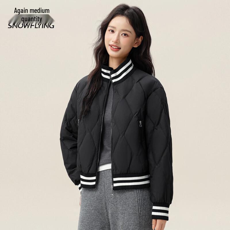 Women's Ribbed Stand Collar Short Winter Down Jacket