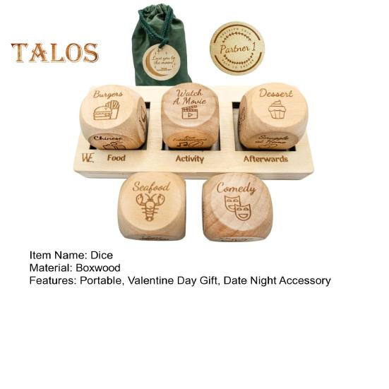 1 Set Decision Dice for Couples Wooden 5 Dices And Board Set Date Night Dice Food Dice for Valentine Day Bridal Shower Bachelorette Wedding Gift