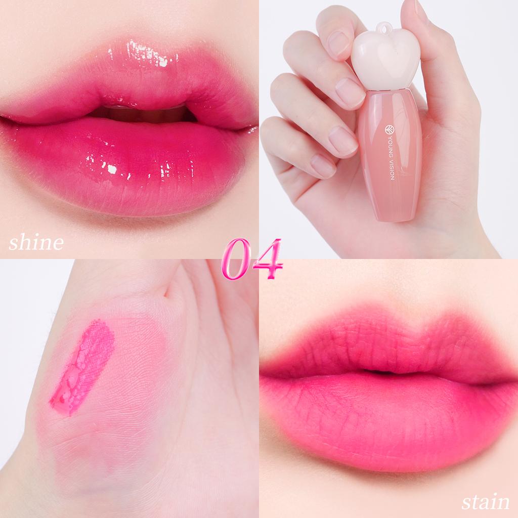 YOUNG VISION Water Lip Stain for Women Girls, LongLasting Lip Gloss Multi-Use Liquid Blush/Eyeshadow, Transfer-Proof Shine-to-Matte Finish In 3 Min