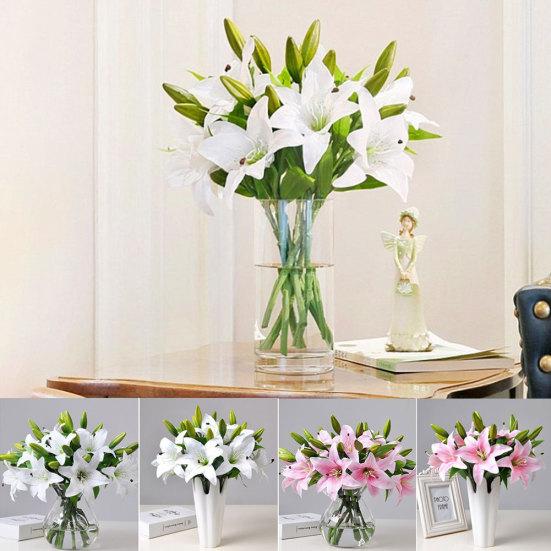 1Pc Artificial Lily Flower Fake Plant Home Office Cafe Wedding Party Decoration