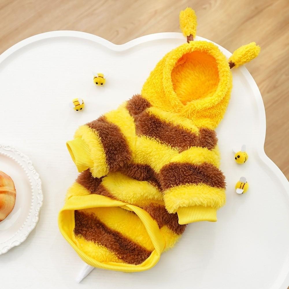 Bee Cosplay Hoodies Pet Clothing Autumn Winter Warm Dog Transformation Outfit Teddy Bear