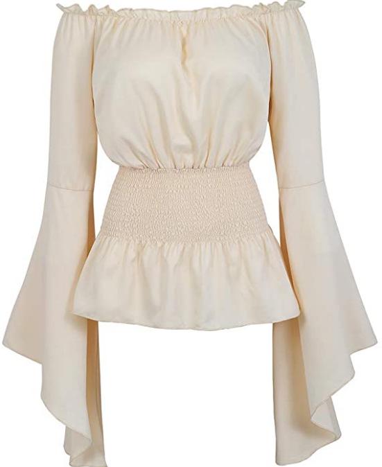 

2024 Women s Renaissance Dress: Long Sleeve Short Skirt for Medieval Role Play Medium бежевый