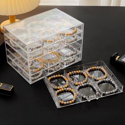 Transparent Grid Jewelry Storage Box: Dustproof Organizer for Bracelets, Necklaces, Earrings, and Ornaments