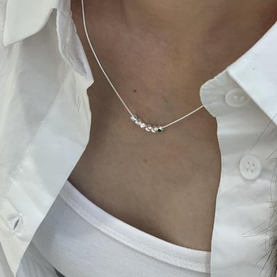 Collier pendentif Su Chuang S925 Argent Sterling Os de Serpent Carré pour Femmes - Simple Chaîne Polygone Clavicule