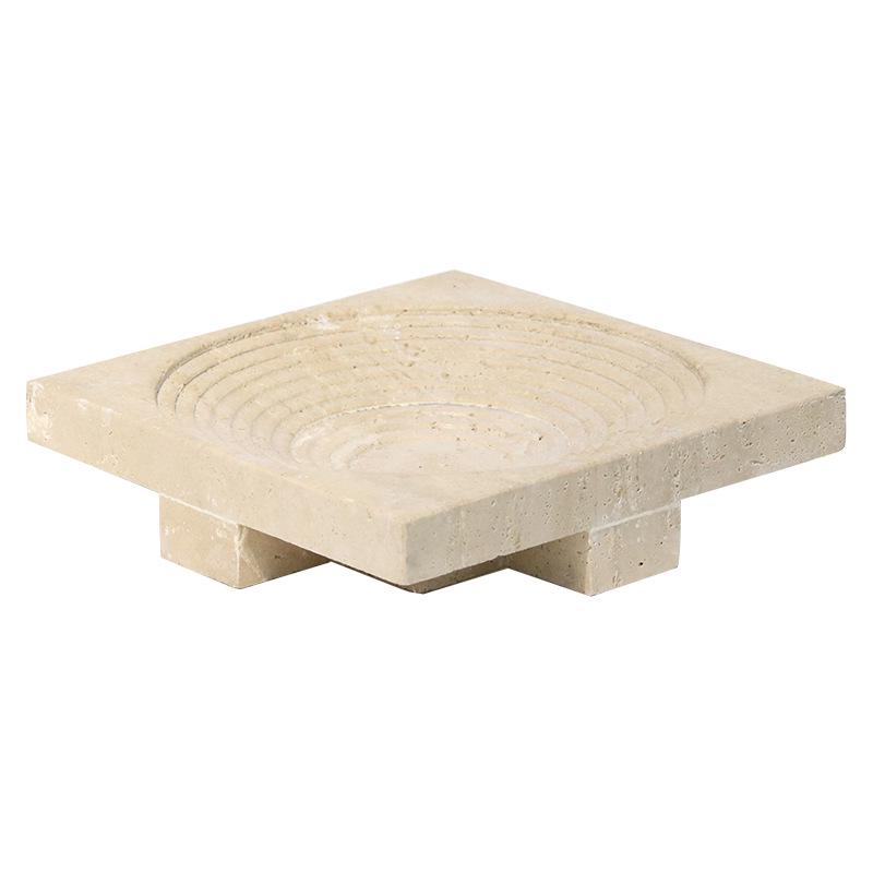 Wabi-Sabi Faux Stone Square Tray: Creative Carved Pattern for Incense, Coffee Table, or Fruit Bowl.