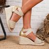 Ethnic Style Ultra-High Wedge Sandals with Thick-Sole and Straw Weave for Summer 2026