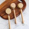 Long Handle Pot Brush Sisal Coconut Palm Cleaning Brush Beech Can Be Replaced Brush Head Washing Pot Brush Bowl Stove Oil-proof and Anti-fouling Brush
