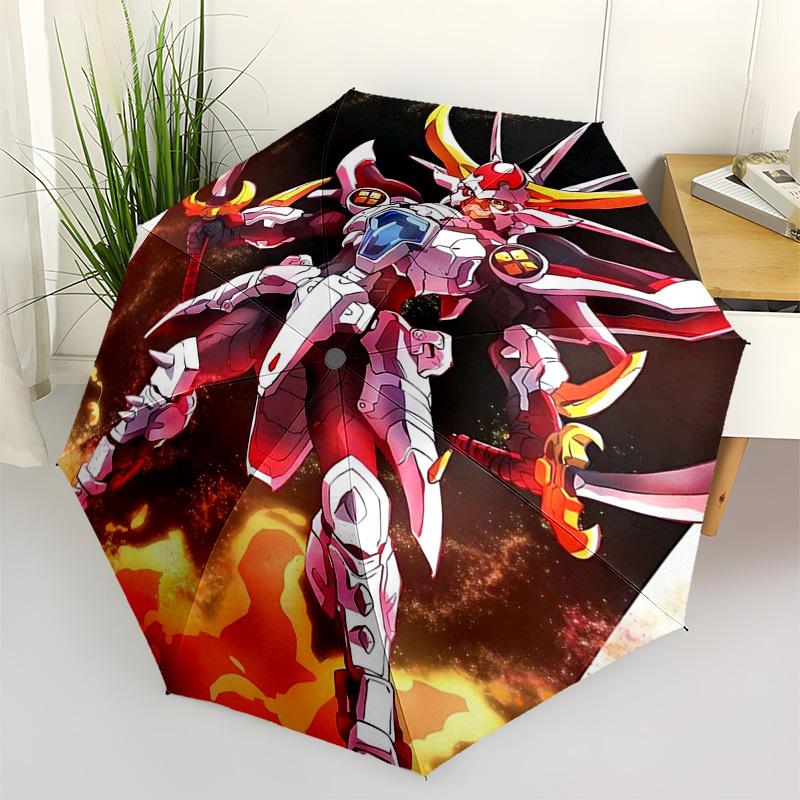 

1pc Mechanical Dragon Warrior Automatic Opening/Closing Outdoor Umbrella with Foldable Design, Featuring 8-Rib Iron Frame - Perfect for Fans, Tra