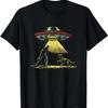 Mann mit Hund Alien-Entführung UFO - Retro Verschwörungsliebhaber T-Shirt