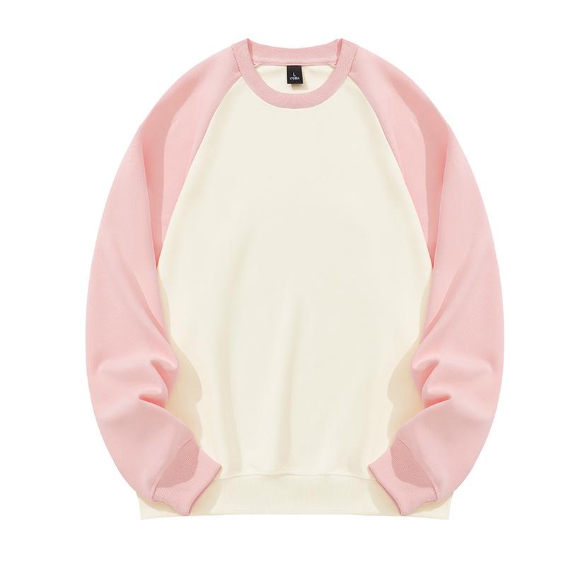 2023 Autumn Unisex Patchwork Long-Sleeved Solid Color Loose Round Neck Hoodie