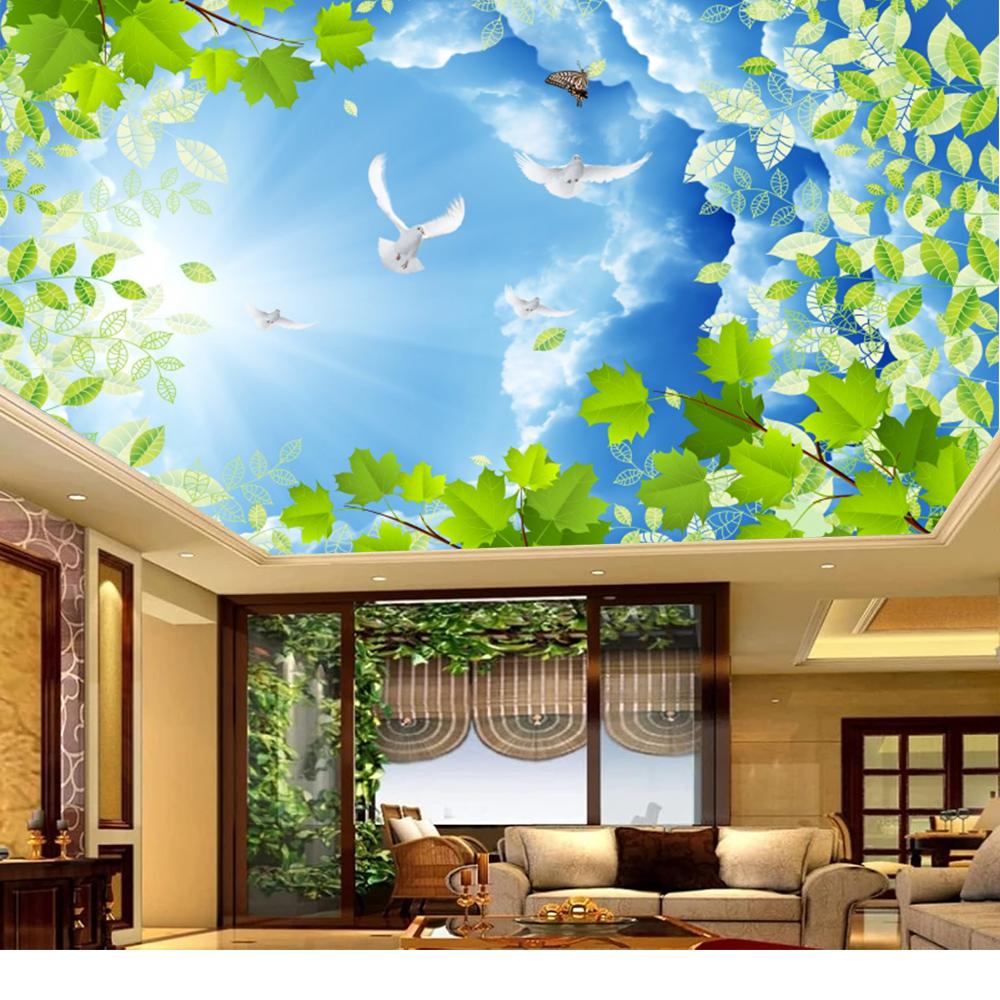 Blue Sky Pigeon Wallpapers Blue Sky Ceiling Mural Living Room Hotel 3d Sky Wallpaper Home Decor