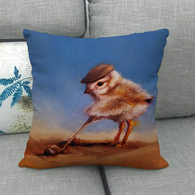 Oil Painting Of Animals - Pigs And Sheep Digital Printing Short Plush Pillow Covers For Car Sofa Office Cushion Cover Home Goods