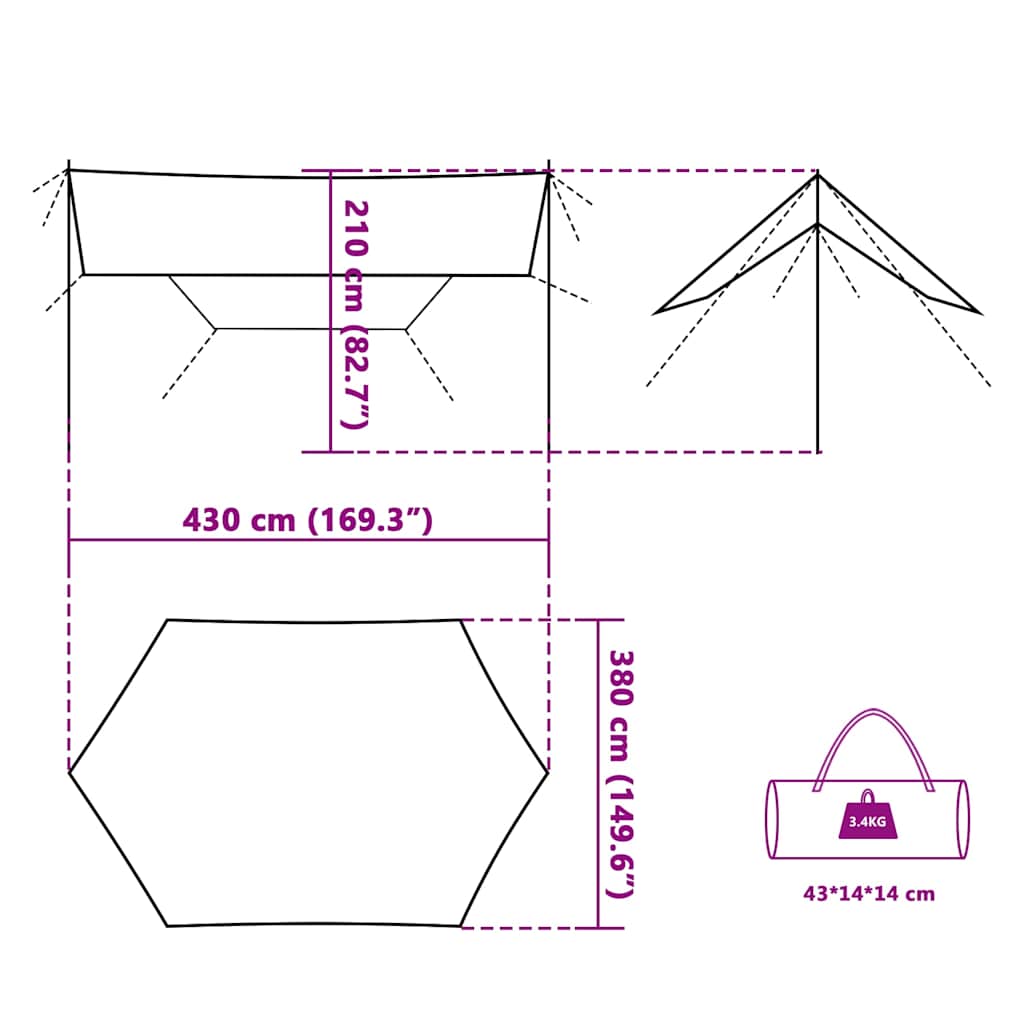 Tarp Blue 430x380x210 cm Waterproof
