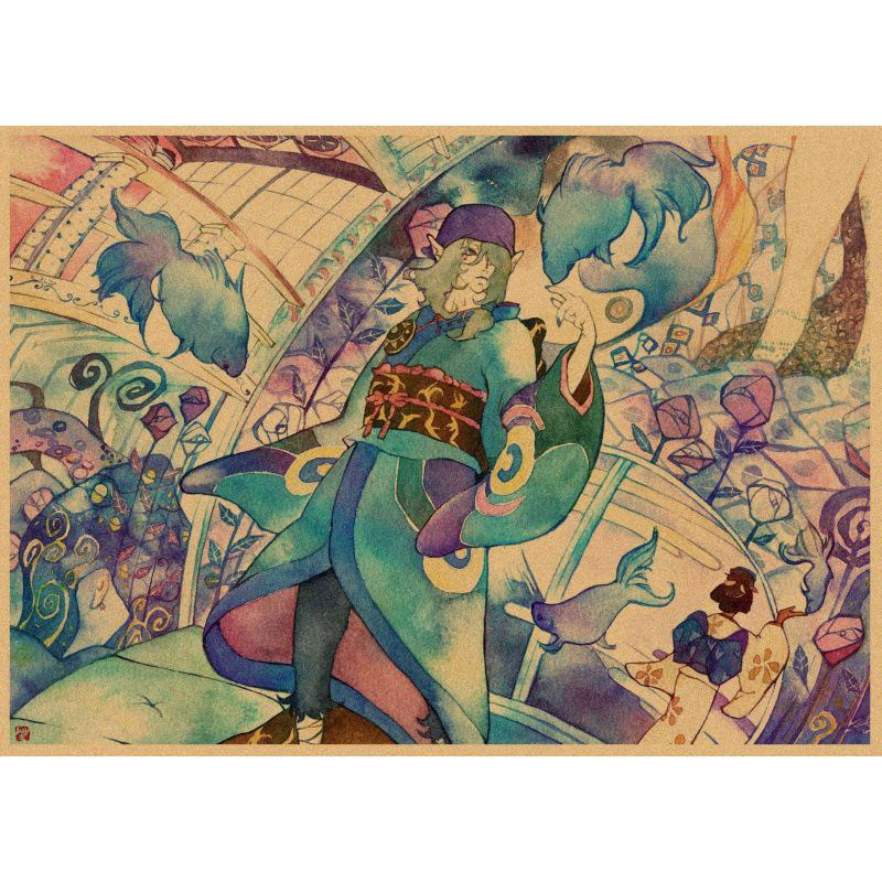 Retro Ukiyo-e Sea Monster Cat Anime Poster