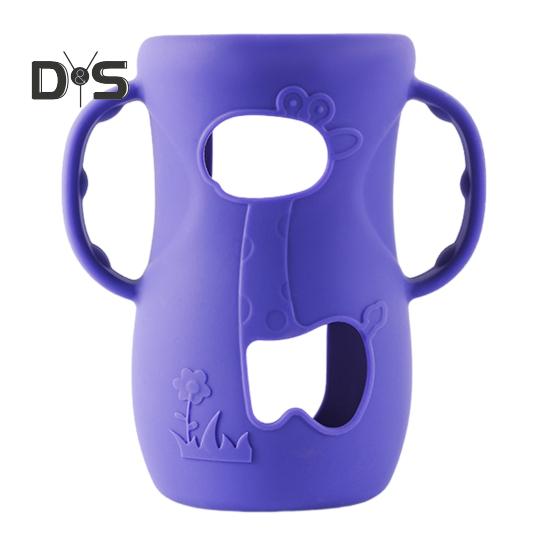 

Силиконовый чехол для бутылочки с ручкой, изолированный чехол для стеклянных бутылочек объемом 4/8 унции, защита от падений, противоударный держатель для детской бутылочки L фиолетовый