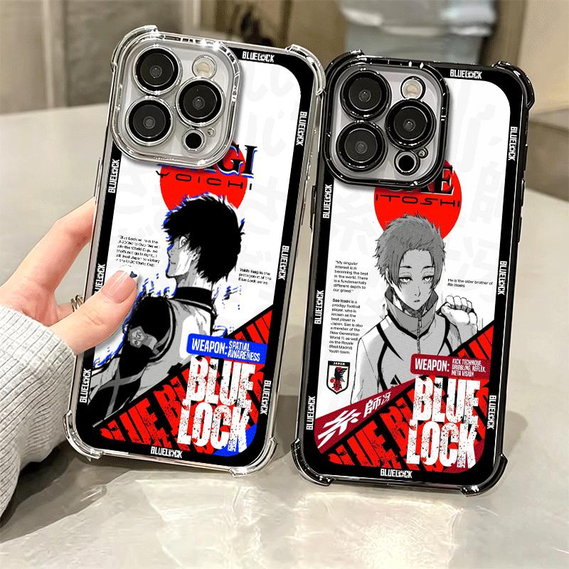 Anime Blue L-Lock Manga Soft Phone Case For iPhone 15 16 17 Air 14 Pro Max 16E Plus 13 12 Mini Plating Anti-Fall Fundas