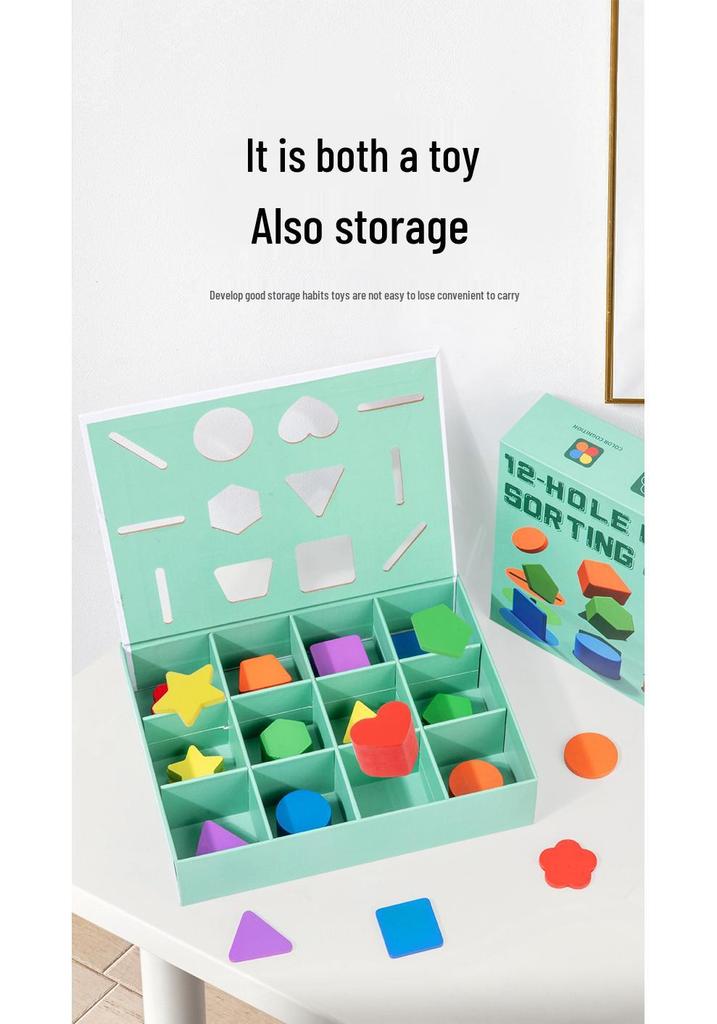 Montessori Baby Geometric Shapes Sorting Box for Ages 4-6 - Educational Color Matching & Cognitive Development Toy