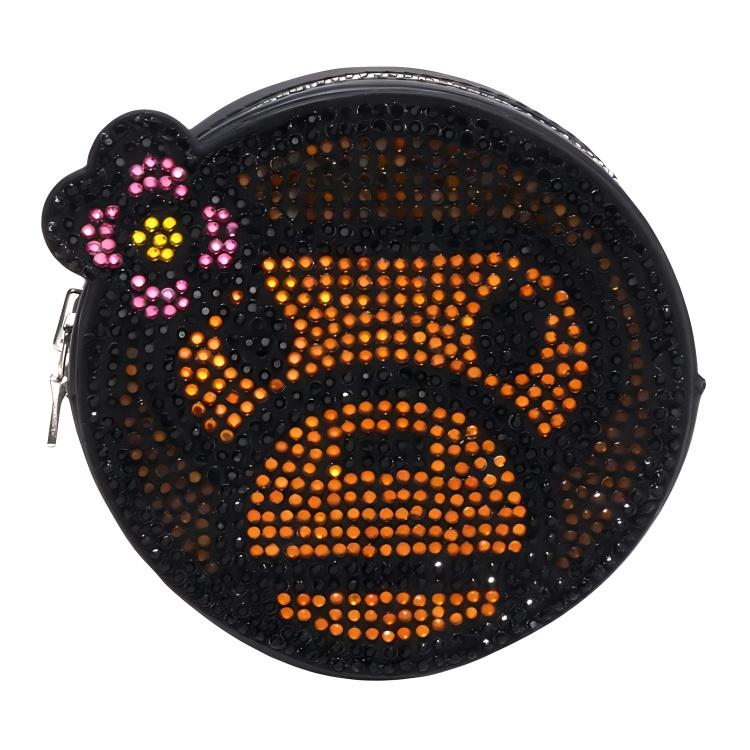 A Bathing Ape Diamond Cartoon Monkey Chain Round Bag Women Shoulder Bag Black 0ZXBGW004902O