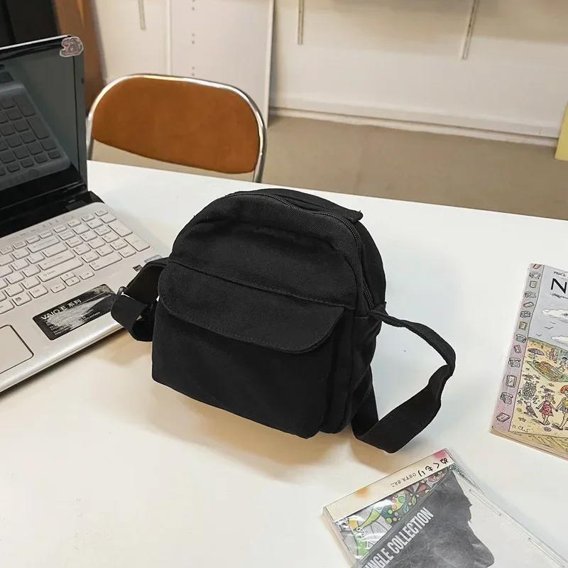 

Модные маленькие холщовые сумки через плечо для женщин, 2024, мини-кошельки для телефонов на плечо, студенческие мини-сумки из хлопчатобумажной ткани для девочек, женские сумки с клапаном чёрный