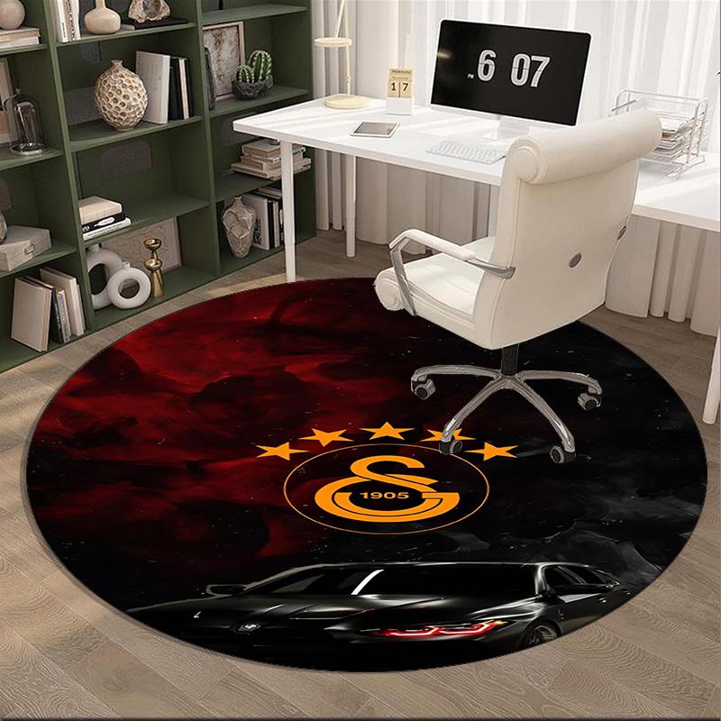 Galatasaray Football Club Crest Round Rug for Livingroom,Bedroom, Palyroom, Chair Rug, Area Rug, Circle Carpet, Fan Christmas Gift