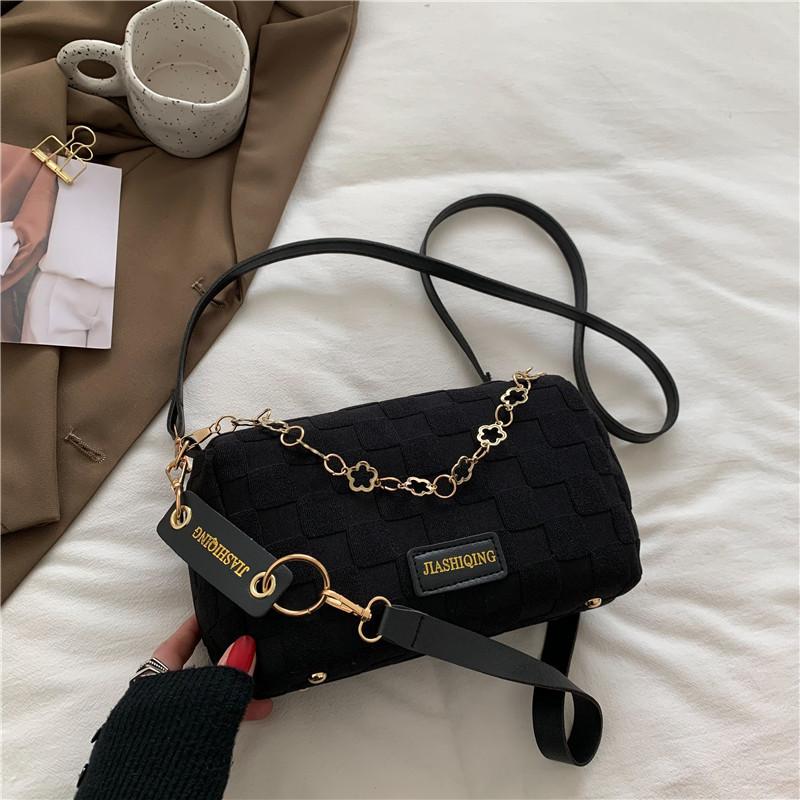 Женская сумка через плечо из искусственной кожи, однотонная клетчатая модная повседневная сумка для подмышек для девочек, подарки чёрный