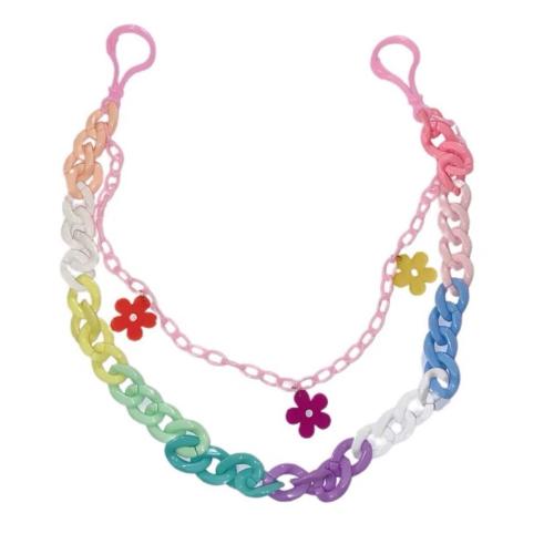 Bohemian Rainbow Resin Chain Keychains Men Women Hip Hop Waist Chain Multicolor Acrylic Flower Pants Trousers Chain Punk Jewelry