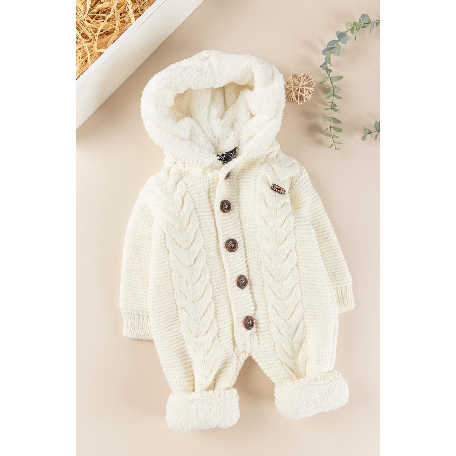 

Трикотаж Вязаный зимний комбинезон для малышей на подкладке Welsoft с капюшоном 3-6 AY