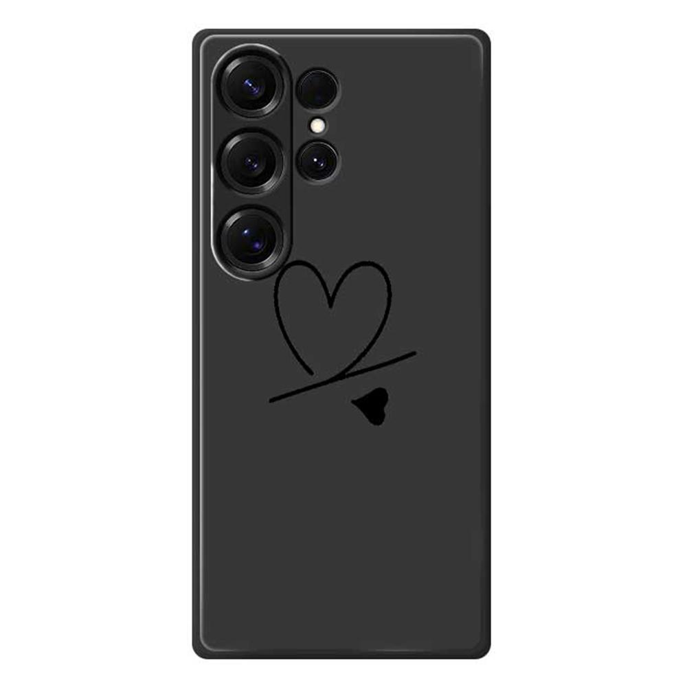 For Samsung Galaxy S25 Ultra Case Black Love Pattern Printing Straight Edge TPU Phone Back Cover