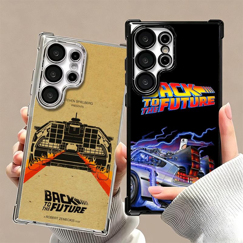 Back To The Future Plating Phone Case For Samsung Galaxy S24 S25 FE S26 Edge S23 Ultra S22 S21 Plus S20 Anti-Fall Airabag Cover