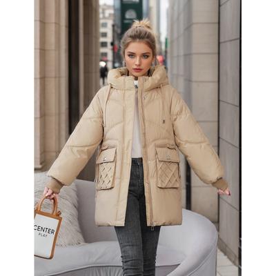 Winter Red Down Cotton Jacket, New Mid-length Korean Style Cotton Jacket, Women's Fashionable Bread Coat, Loose Cotton Coat