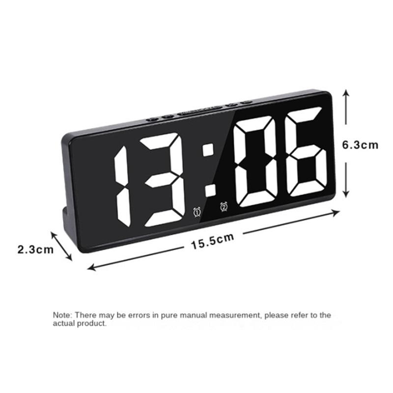 Led Mirror Alarm Clock Voice Control Digital Table Clock Temperature Snooze Display Night Mode Bedroom Bedside Clock Home Decor