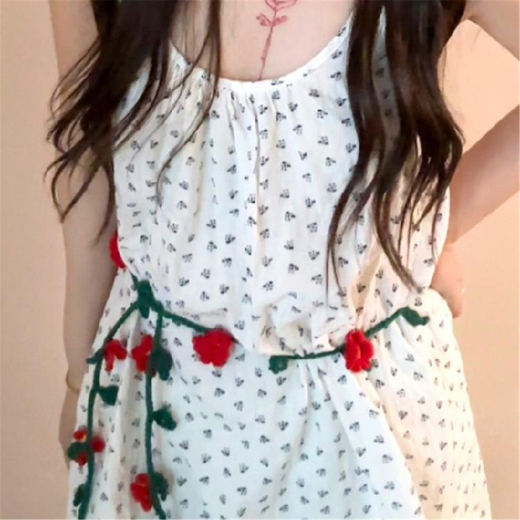 Fashionable Flower Long Waist Chain Sweet Styles Waist Belt Softable Belt for Daily Wear