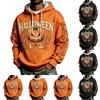 Men's Loose Fit Halloween Print Hoodie with Pocket and Drawstring for Casual Everyday Wear