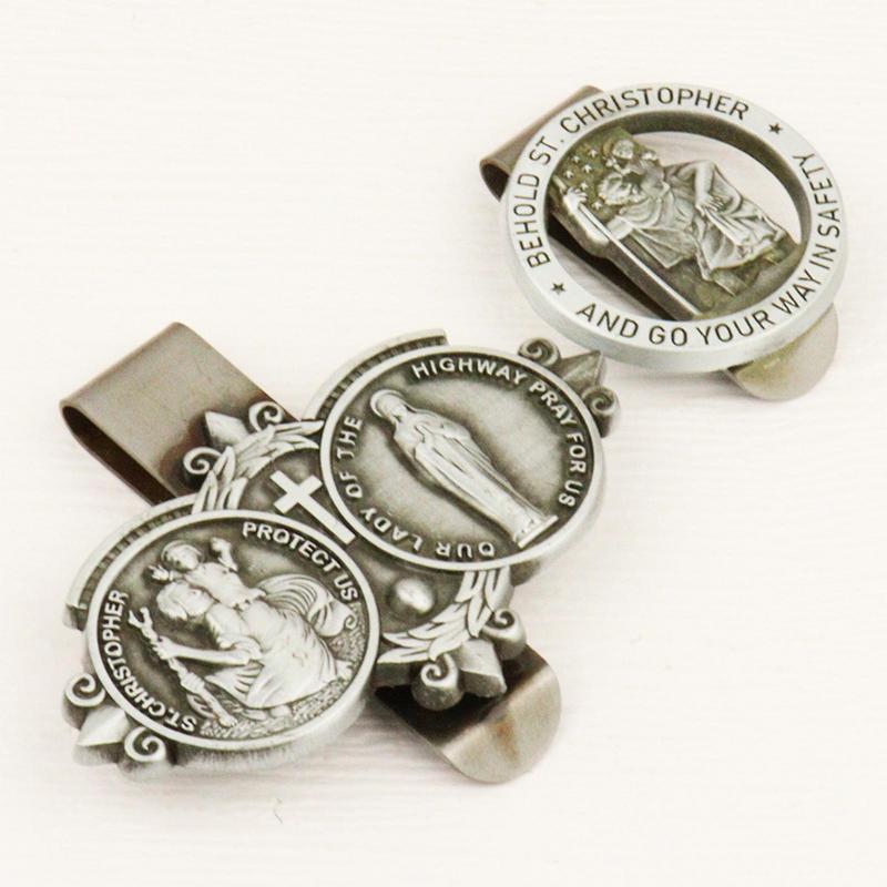St Christopher MedalFor Car Saint Christopher Visor Clip Catholic Visor Clips For Cars Driving Decorations