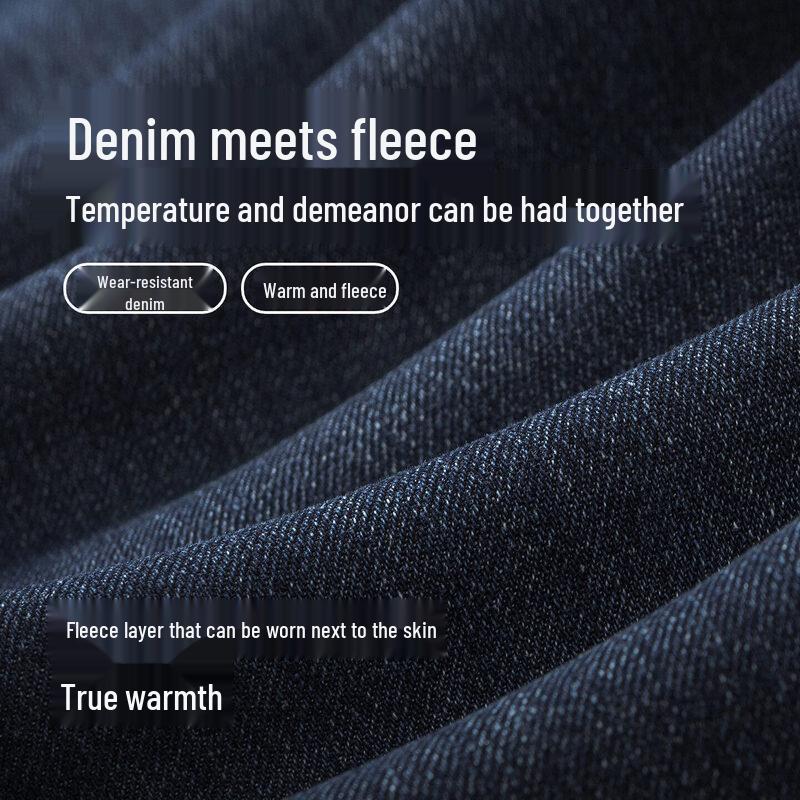 Hodo Men's Fleece-Lined Thick Straight-Leg Jeans