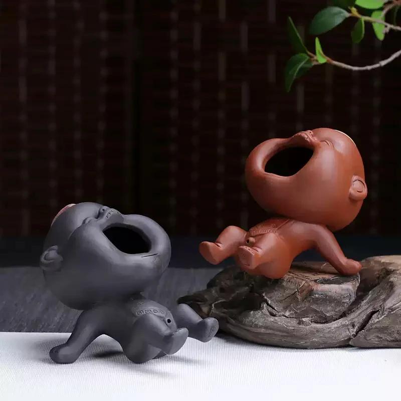 Creative Purple Clay Urine Children's Tea Pet Home Care Tea Stand Decoration Fun Urine Doll Tea Play Kung Fu Tea Set Accessories