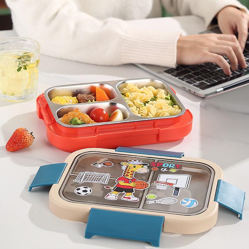 Stainless Steel Bento Box Students Office Workers - 3-Compartment Leakproof Lunch Container 650ml/1100ml Cartoon Design