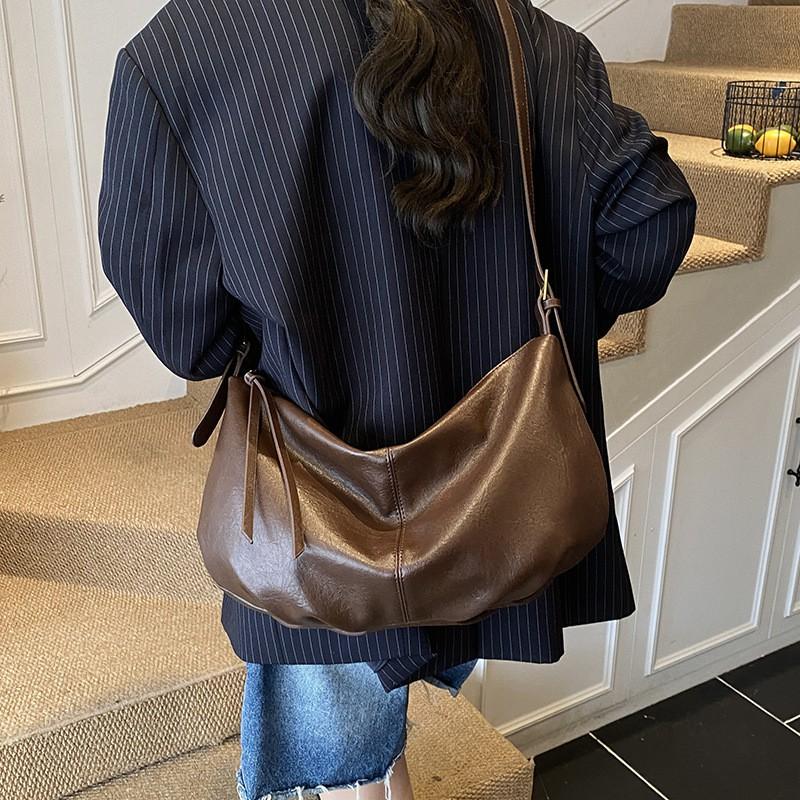 Minimalist Tote Bag Women Soft PU Leather Shoulder Crossbody With Zip Inner Pockets