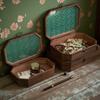 Jewelry Storage Box with Buckle And Flip-Top Lid Case Wood Retro Design Dustproof Organizer for Small Sundries